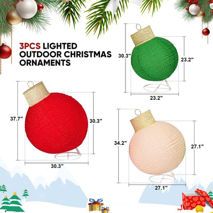 HollyHaus™ 3-Piece Lighted Pop-Up Christmas Ornament Set