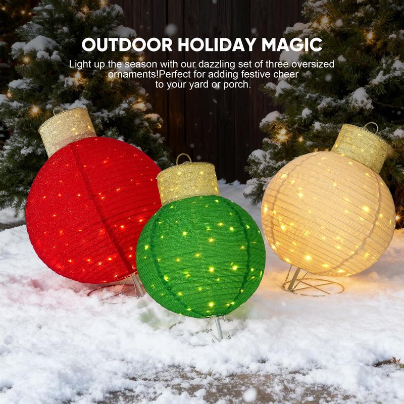 HollyHaus™ 3-Piece Lighted Pop-Up Christmas Ornament Set