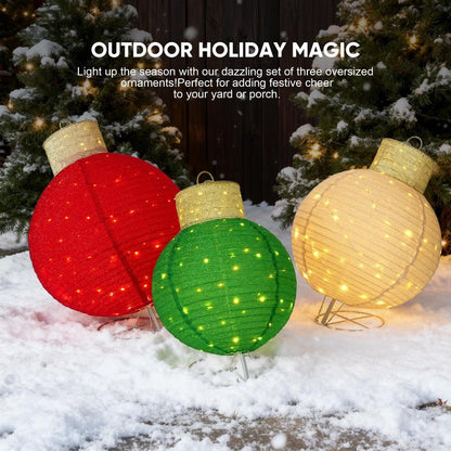 HollyHaus™ 3-Piece Lighted Pop-Up Christmas Ornament Set