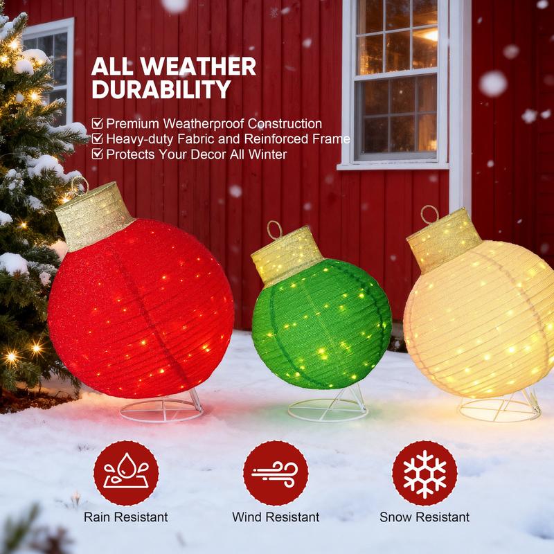 HollyHaus™ 3-Piece Lighted Pop-Up Christmas Ornament Set