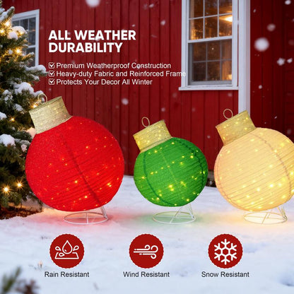 HollyHaus™ 3-Piece Lighted Pop-Up Christmas Ornament Set