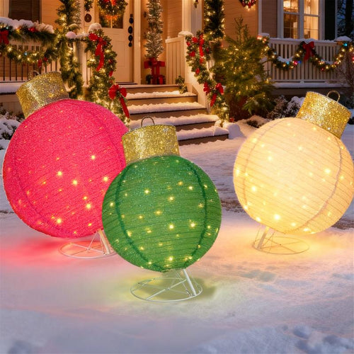 HollyHaus™ 3-Piece Lighted Pop-Up Christmas Ornament Set